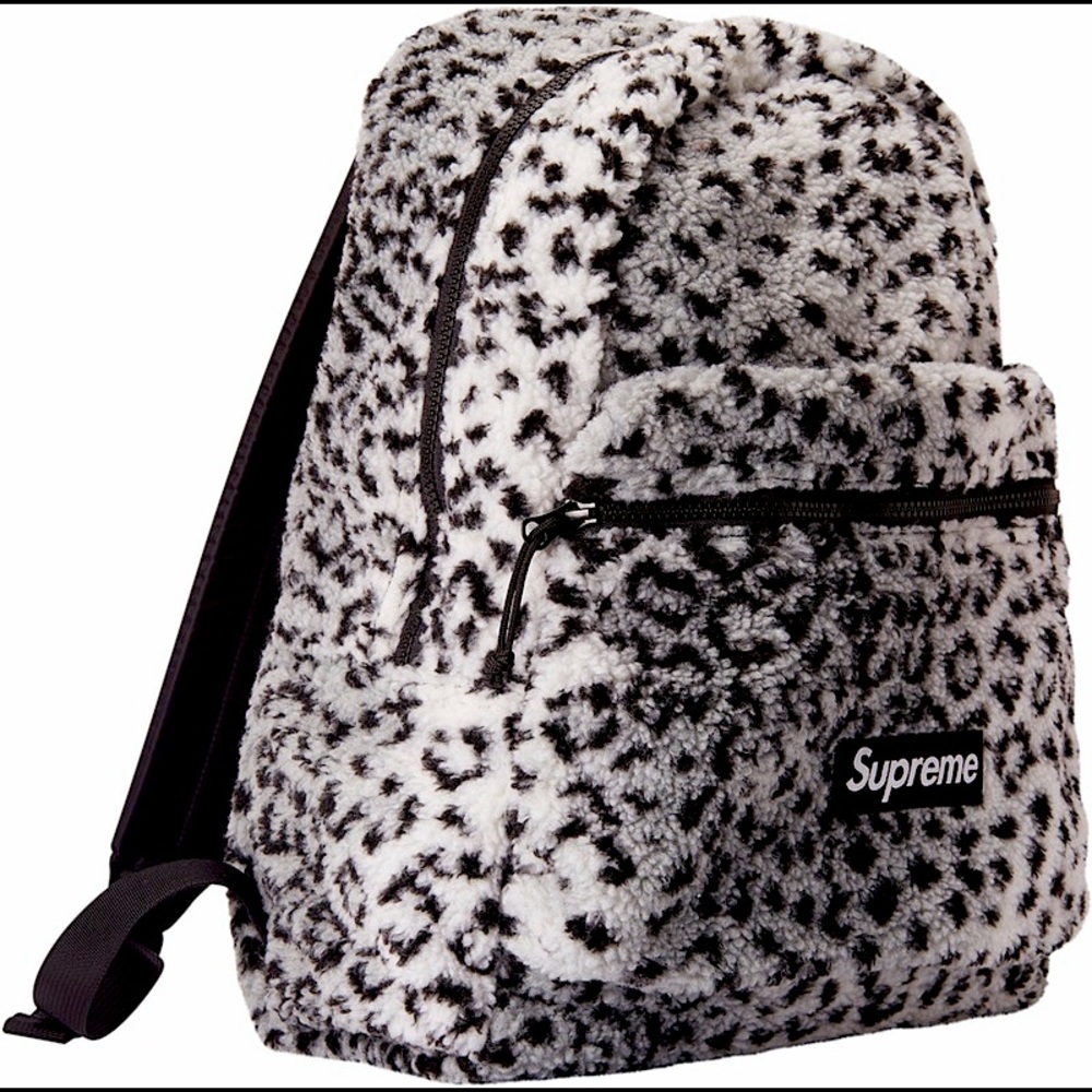 Supreme Leopard Fleece Backpack White
